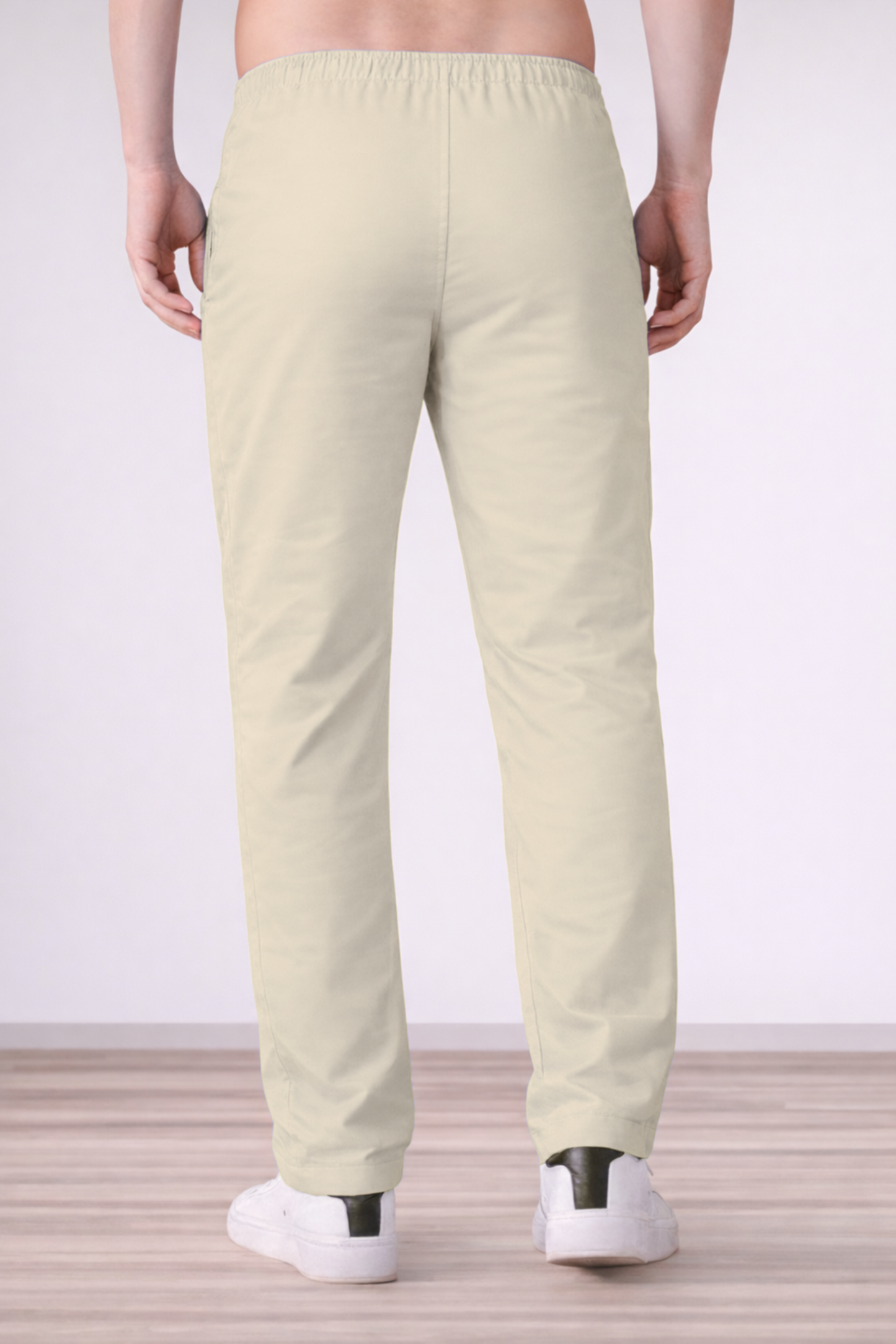 Cream Cotton Cargo Pants - 2 Pocket
