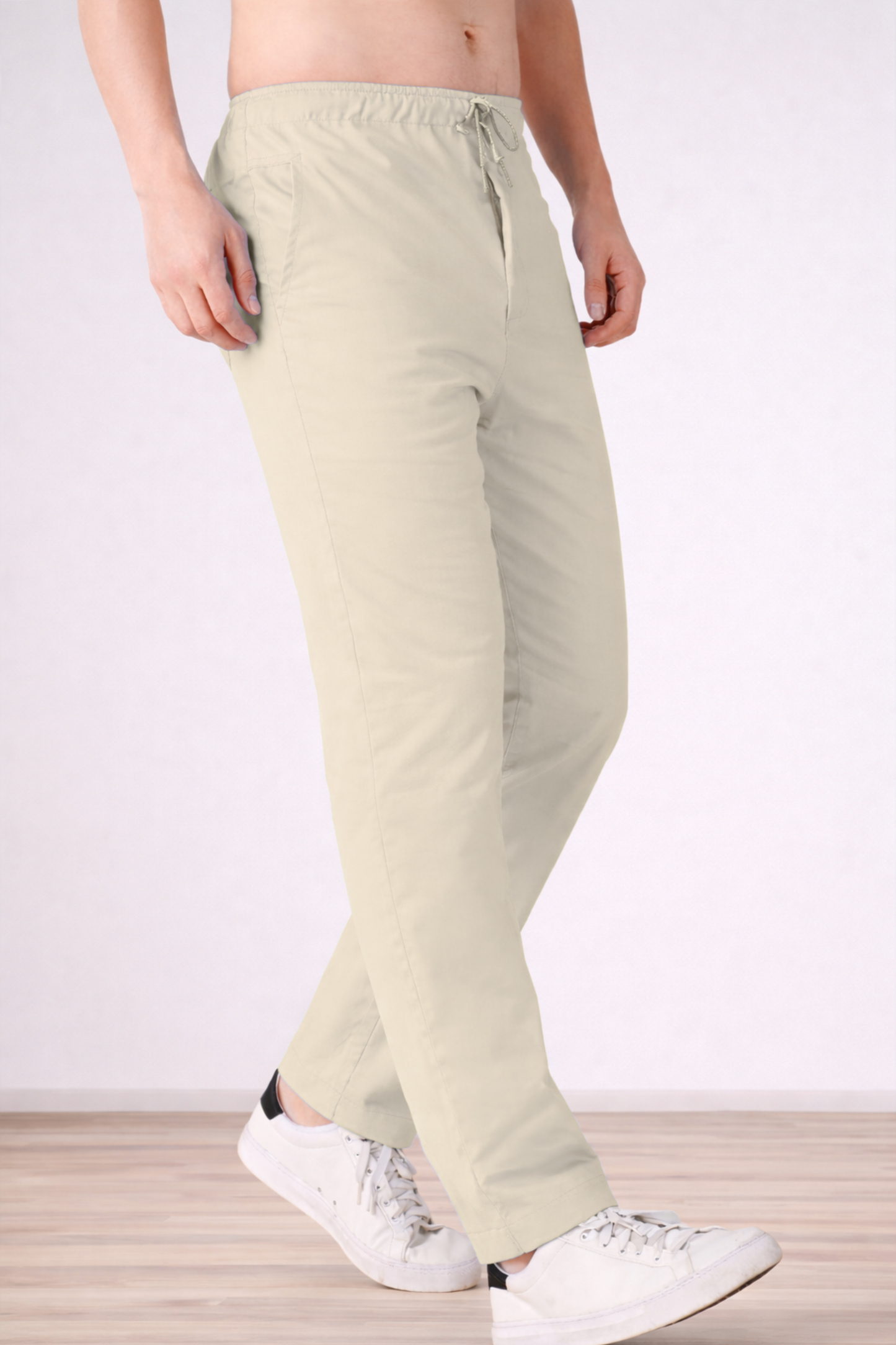 Cream Cotton Cargo Pants - 2 Pocket