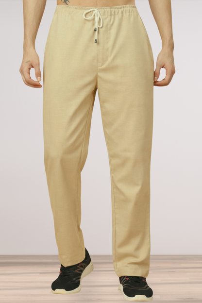 Cream Stretch Track Pants