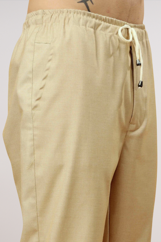 Cream Stretch Track Pants