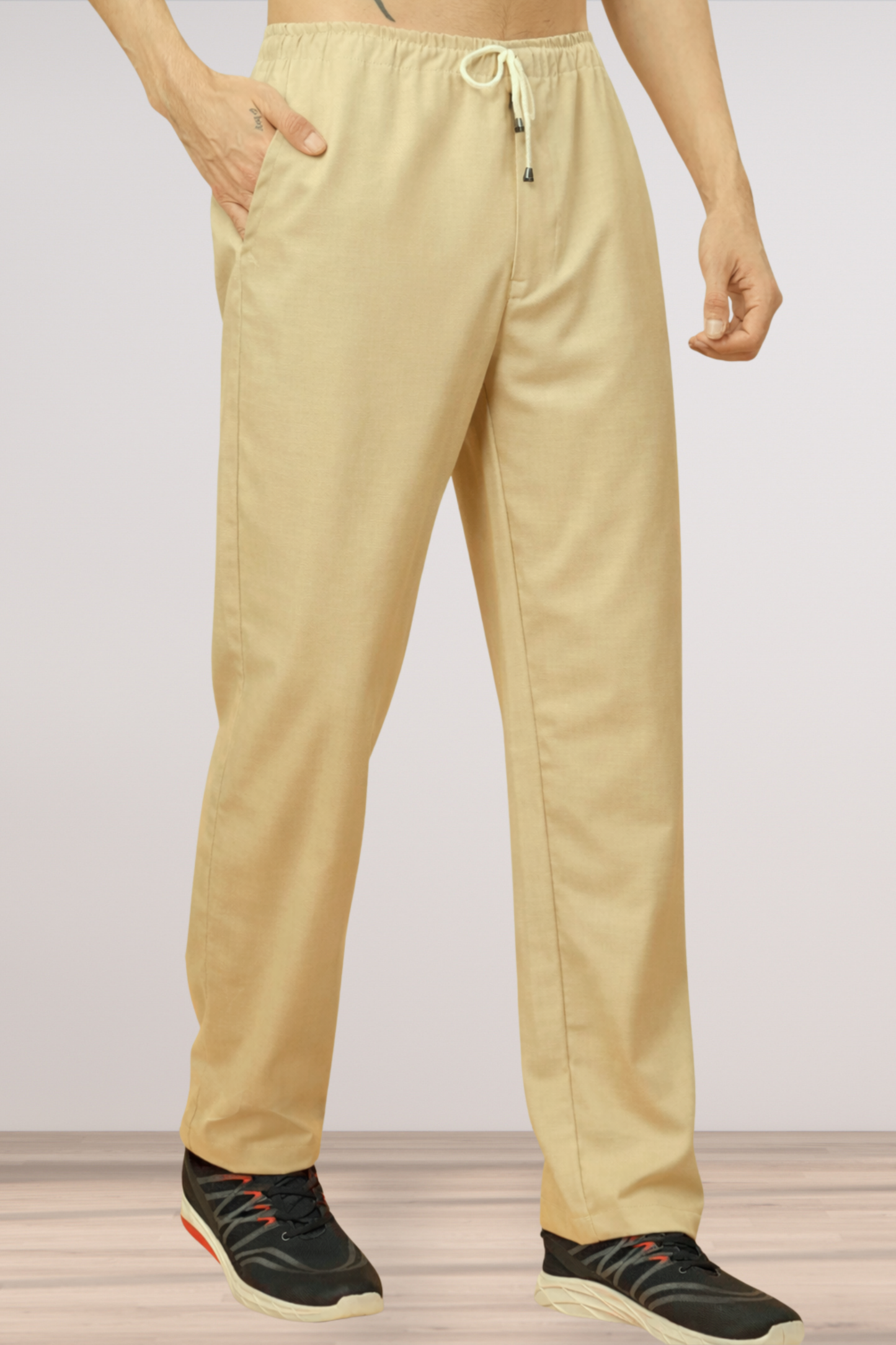 Cream Stretch Track Pants
