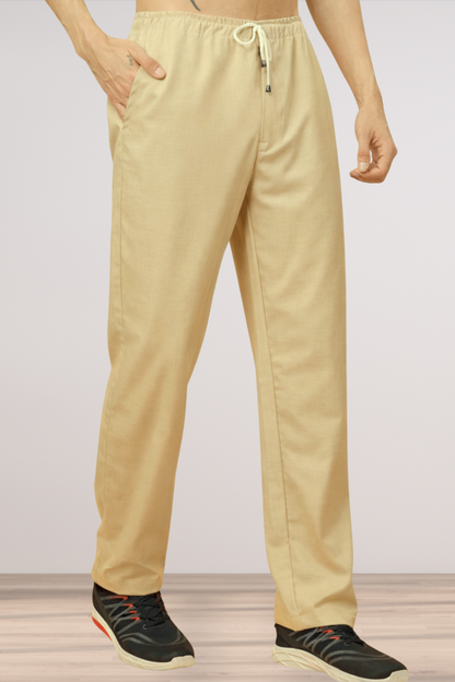 Cream Stretch Track Pants