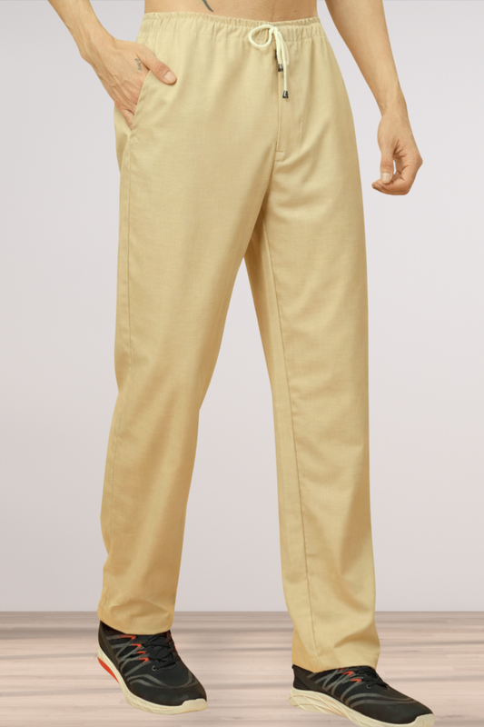 Cream Stretch Track Pants