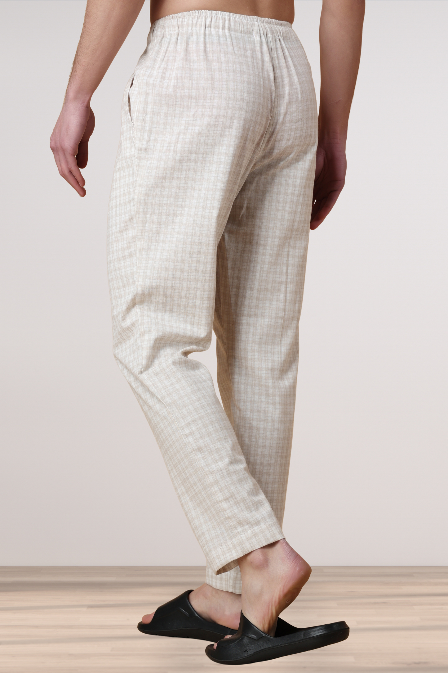 Creamy Checked Cotton Pant Pajama