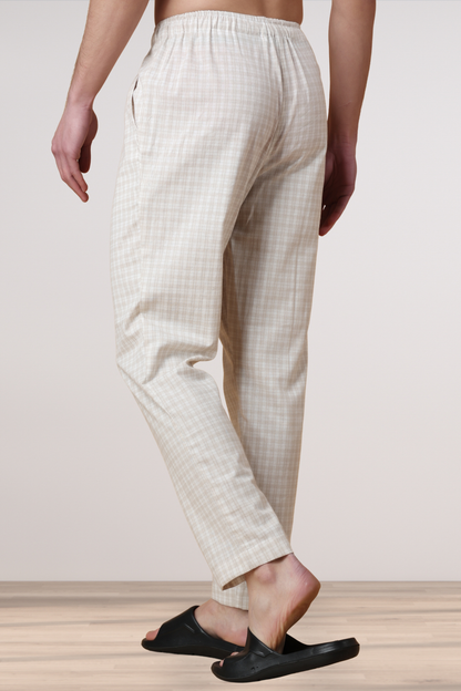 Creamy Checked Cotton Pant Pajama