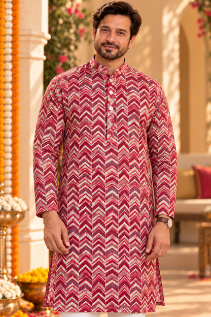 Crimson Charm Foil Printed Kurta