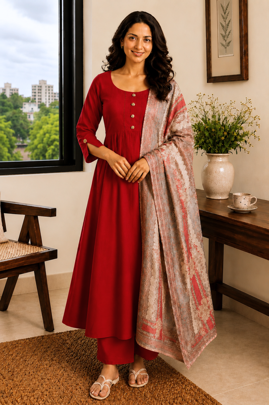 Spice Stone Rayon Anarkali Set
