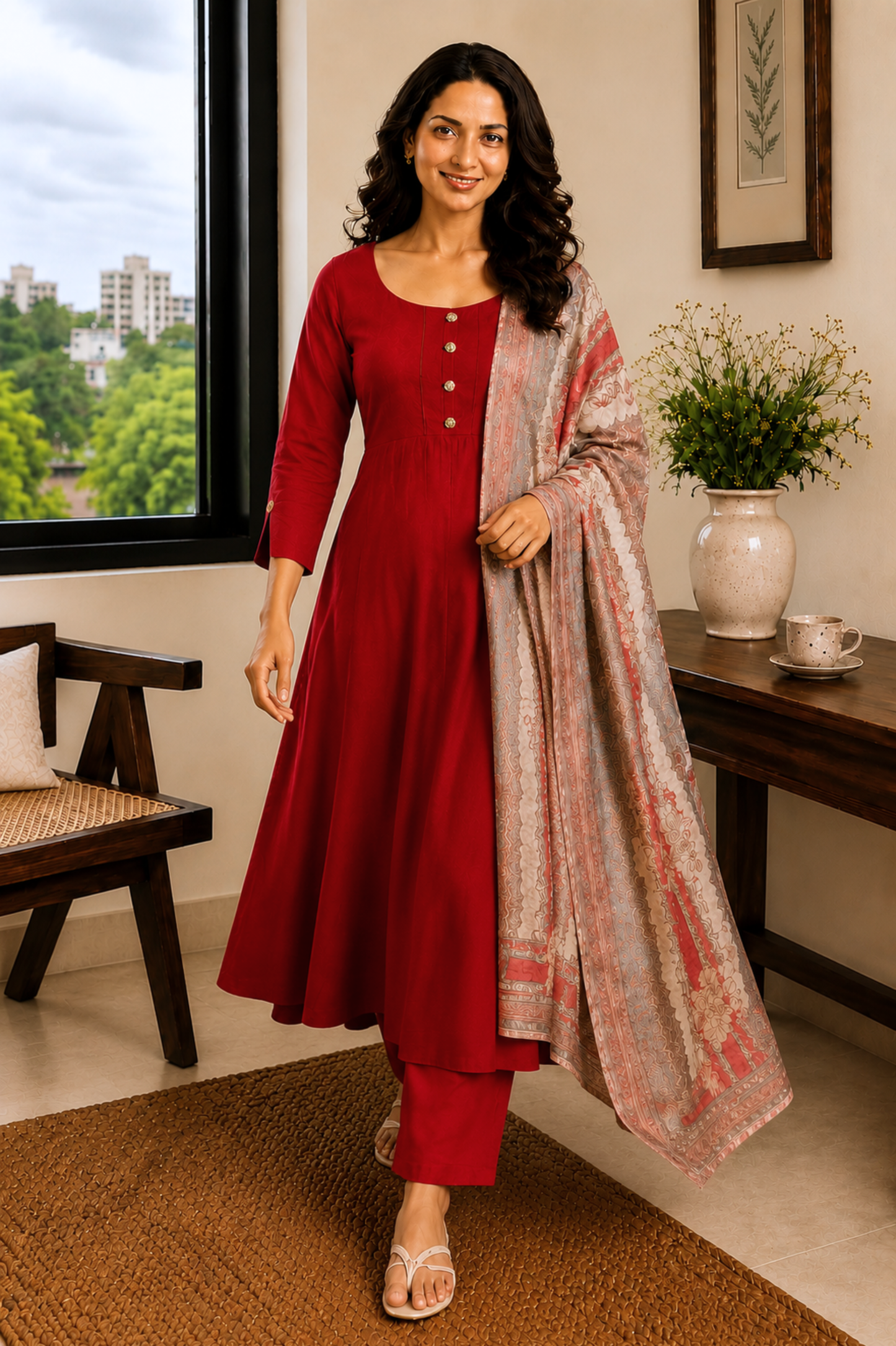 Spice Stone Rayon Anarkali Set