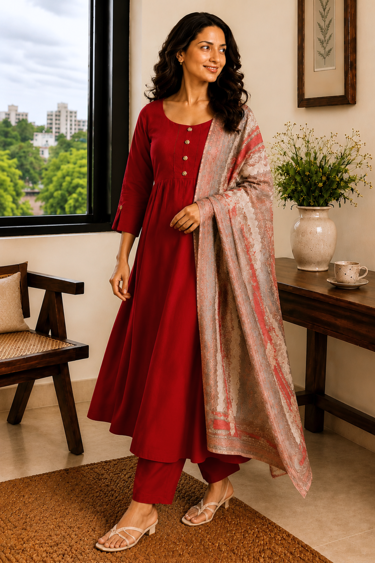 Spice Stone Rayon Anarkali Set
