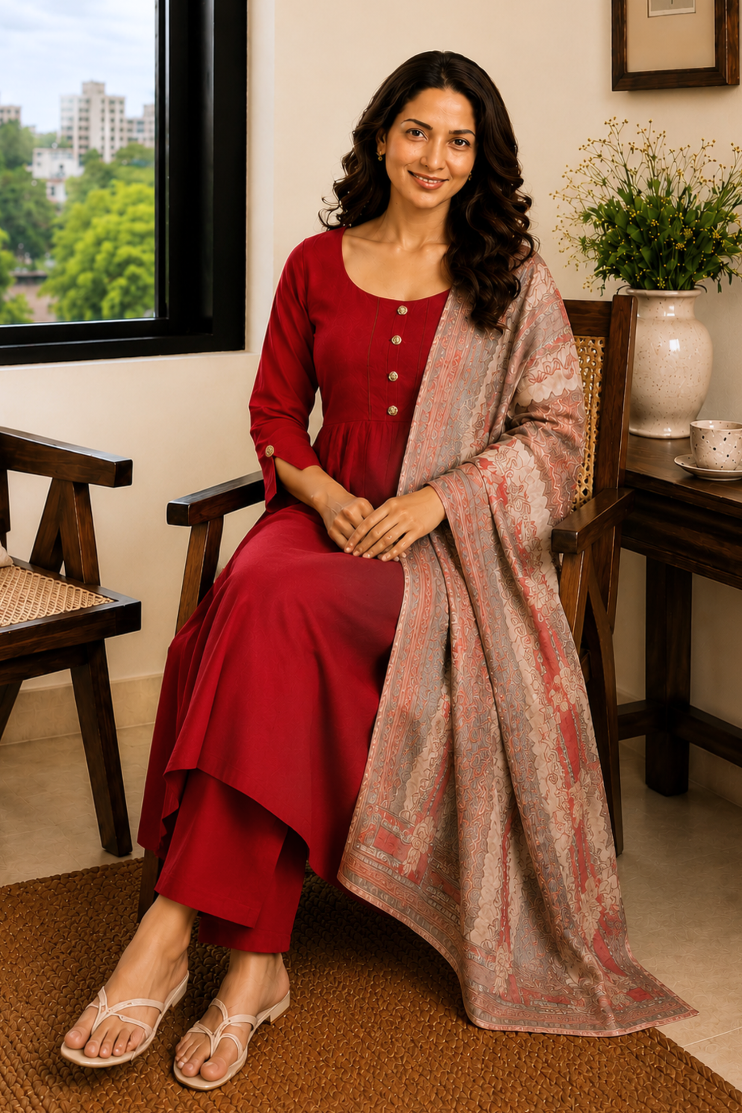 Spice Stone Rayon Anarkali Set