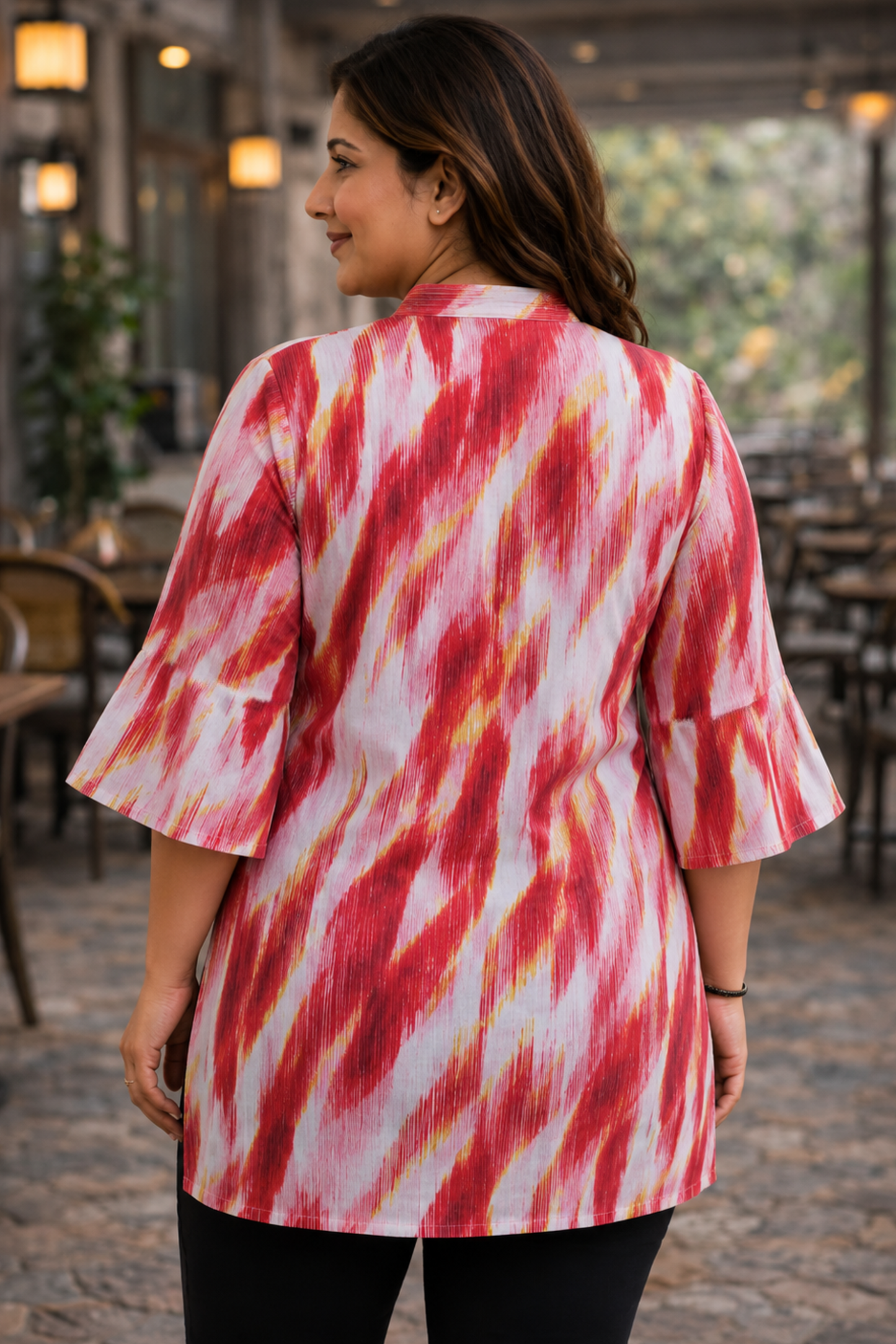 Crimson Wave Cotton Short Kurta