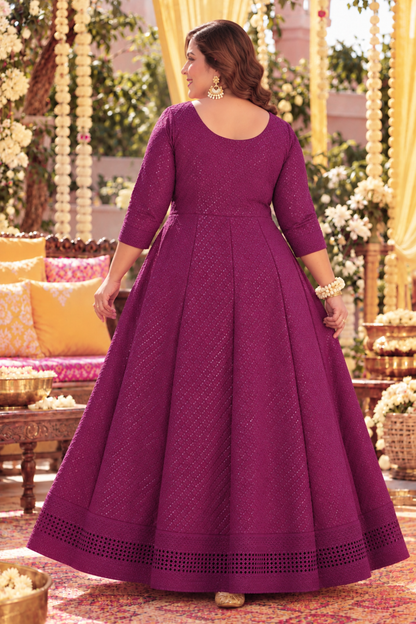Crimson Berry Sequined Fancy Dress