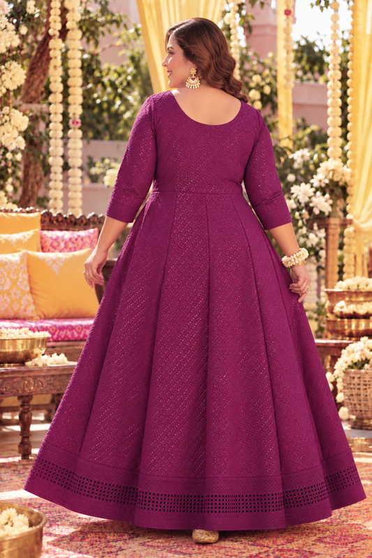Crimson Berry Sequined Fancy Dress