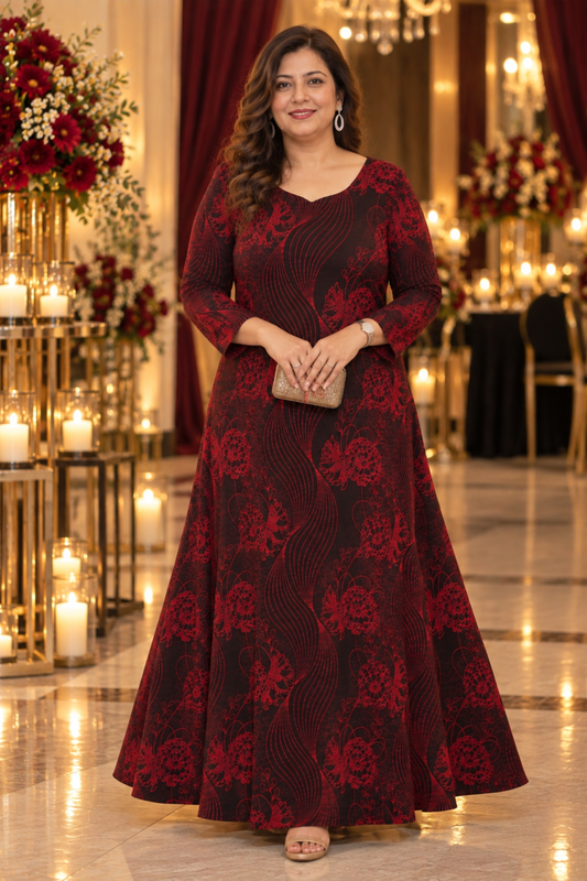 Crimson Dusk Glimmer Cocktail Dress