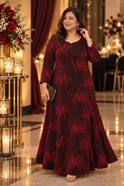 Crimson Dusk Glimmer Cocktail Dress