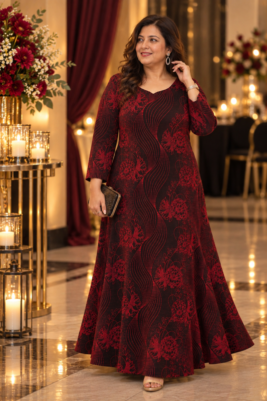 Crimson Dusk Glimmer Cocktail Dress