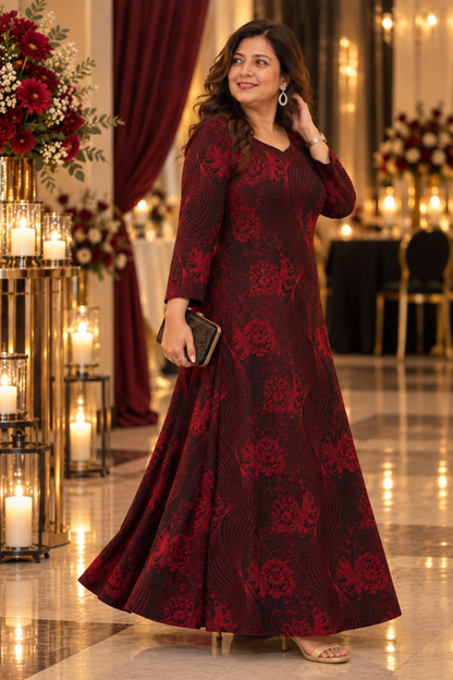 Crimson Dusk Glimmer Cocktail Dress
