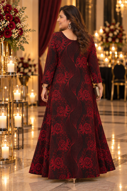 Crimson Dusk Glimmer Cocktail Dress