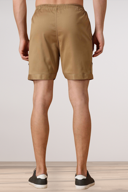 Dark Beige Cotton Lycra Shorts