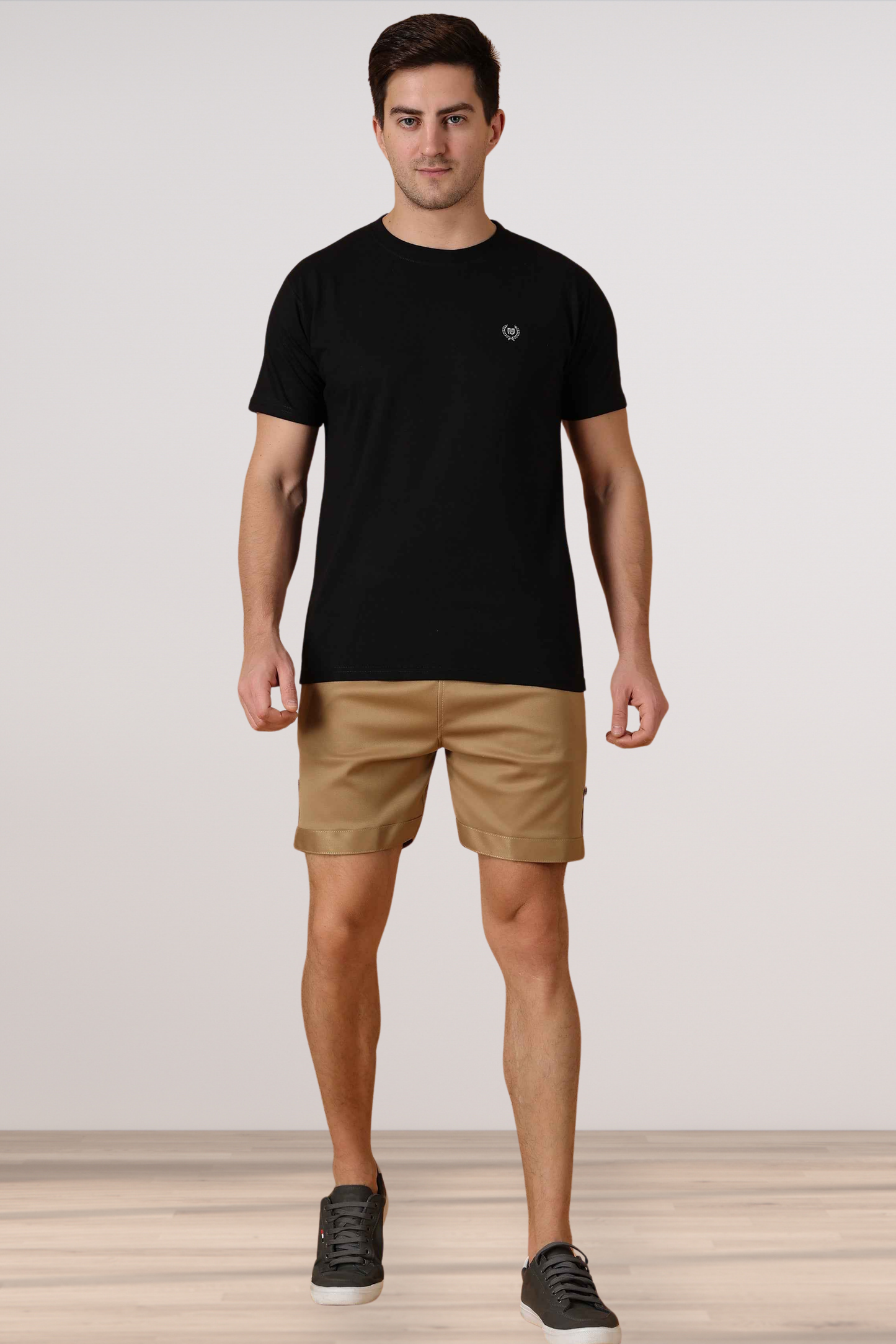 Dark Beige Cotton Lycra Shorts