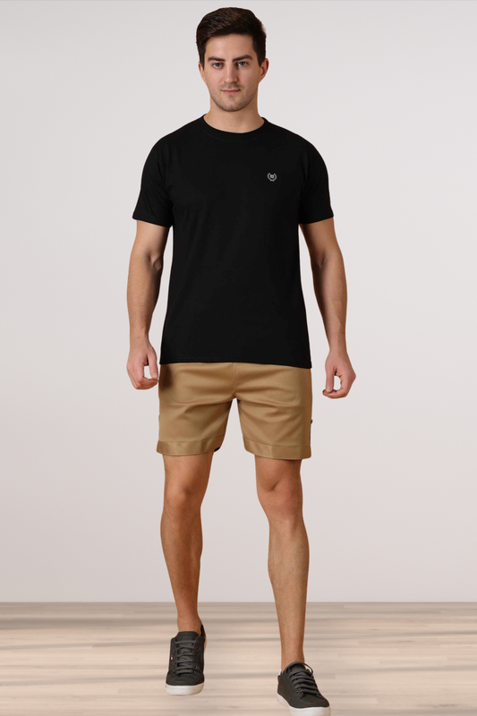 Dark Beige Cotton Lycra Shorts