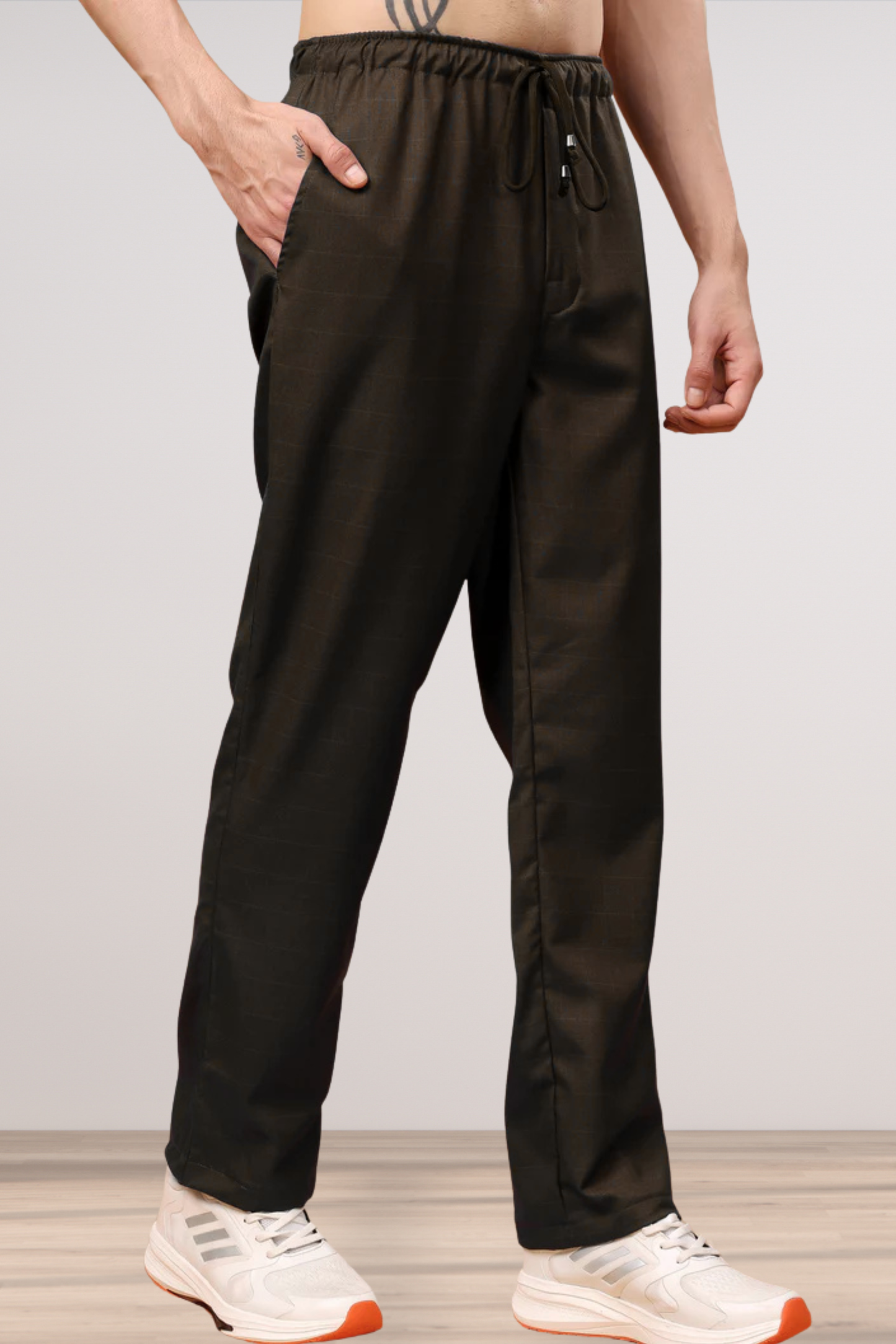 Dark Brown Checked Cargo - 2 Pocket