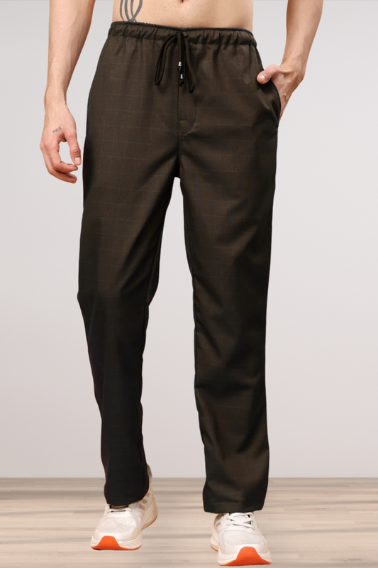 Dark Brown Checked Cargo - 2 Pocket