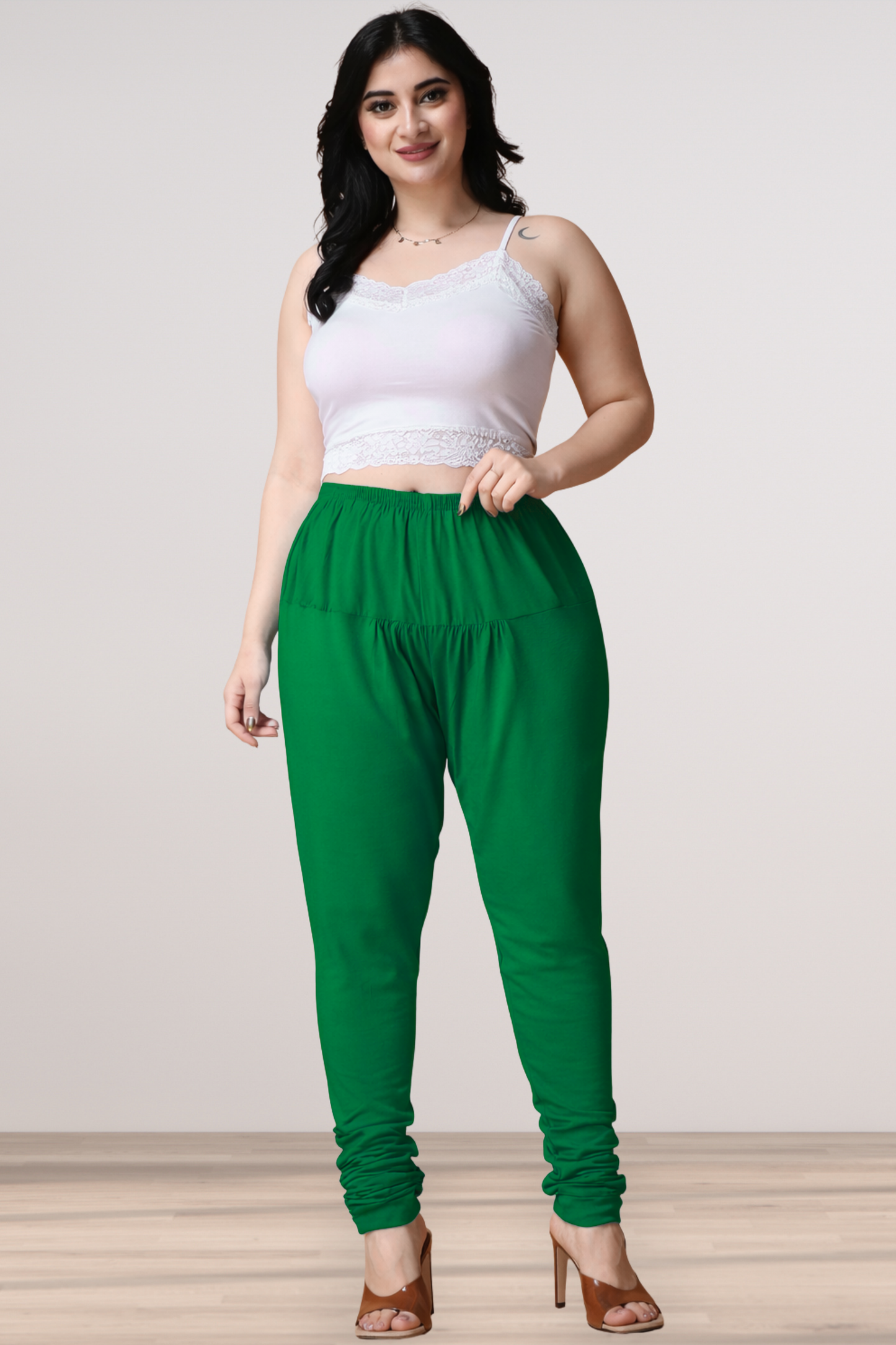 Dark Green Cotton Churidar Pants