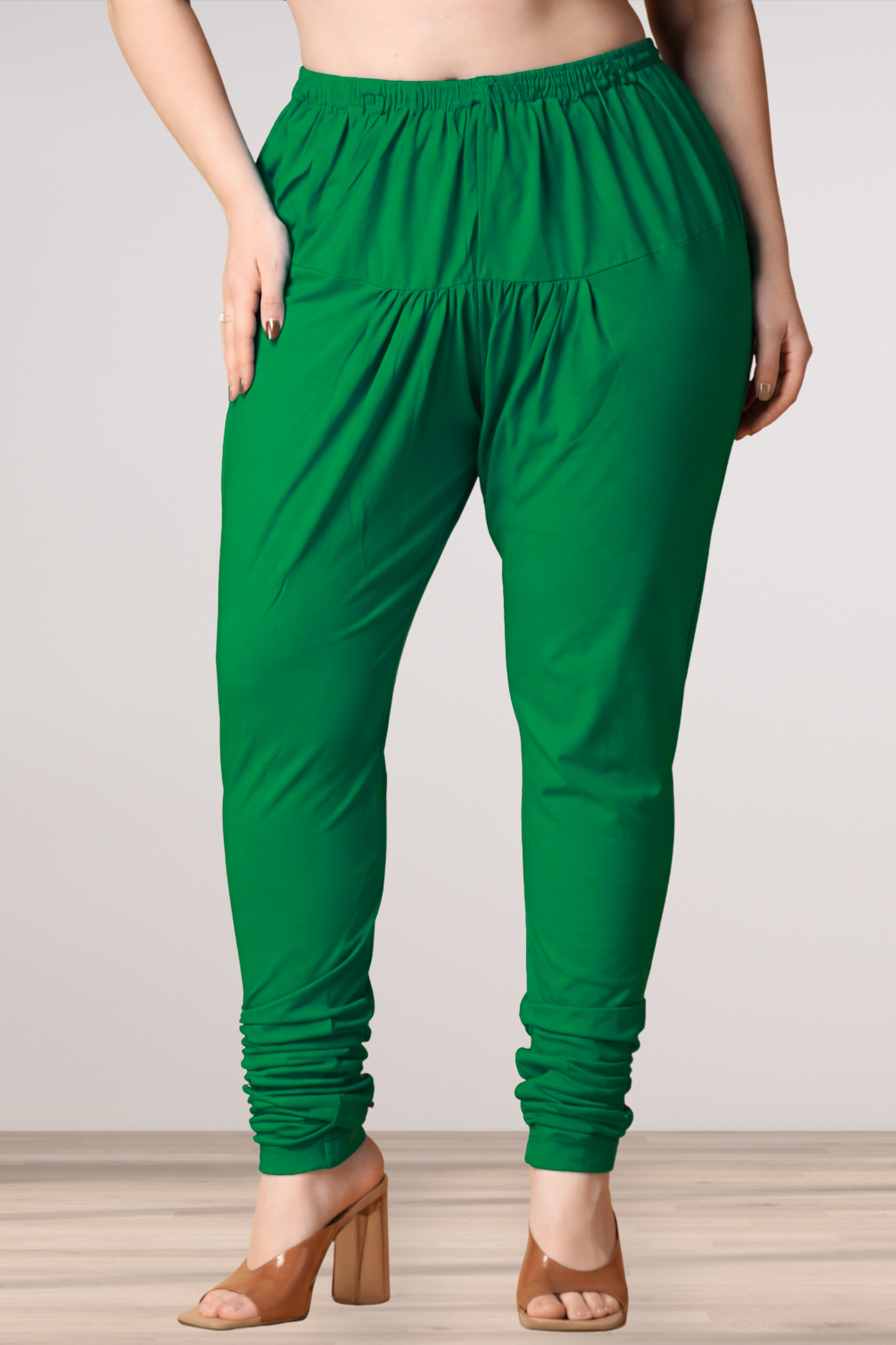 Dark Green Cotton Churidar Pants