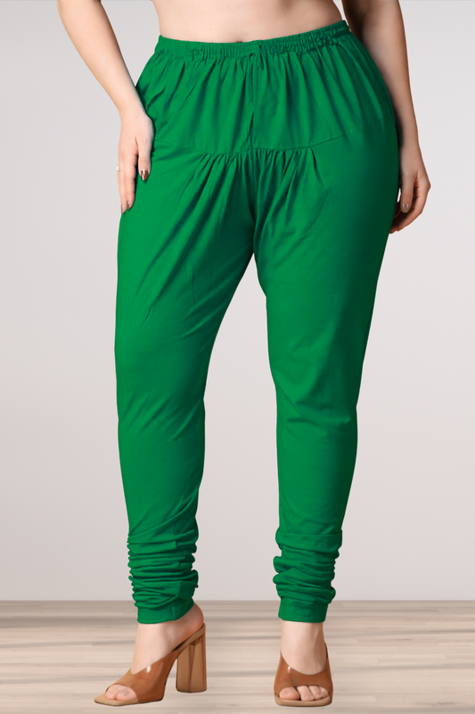 Dark Green Cotton Churidar Pants
