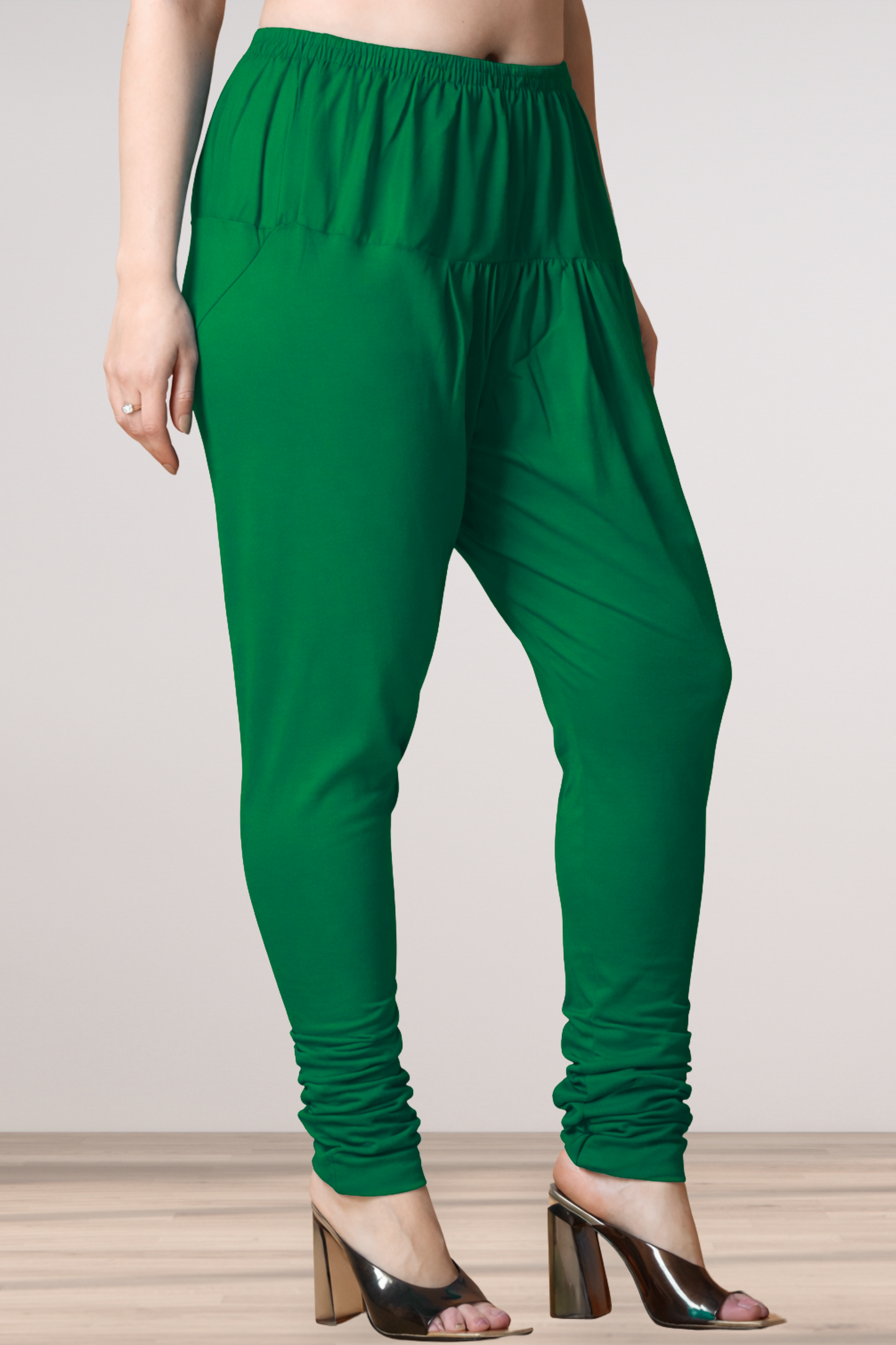 Dark Green Cotton Churidar Pants