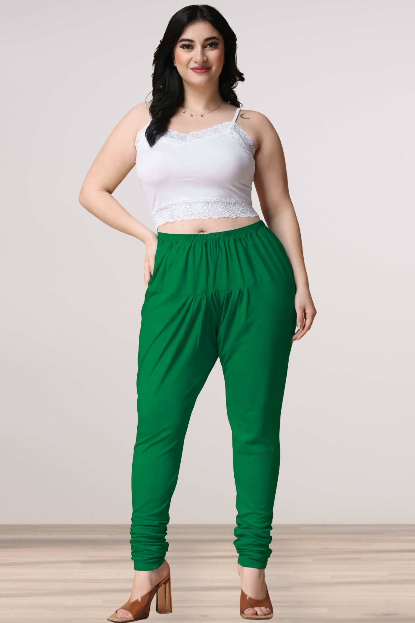 Dark Green Cotton Churidar Pants