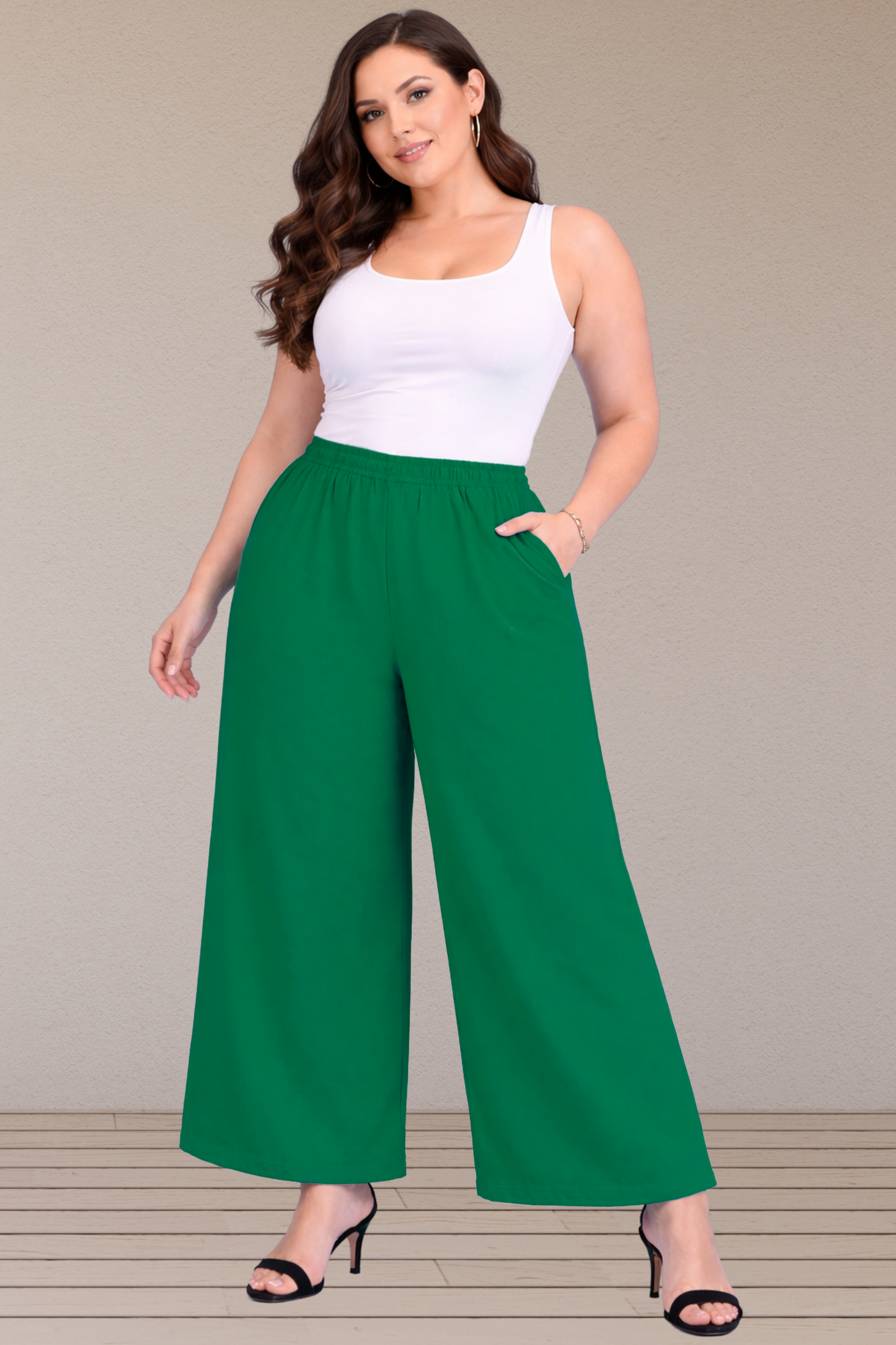 Dark Green Cotton Flared Pant