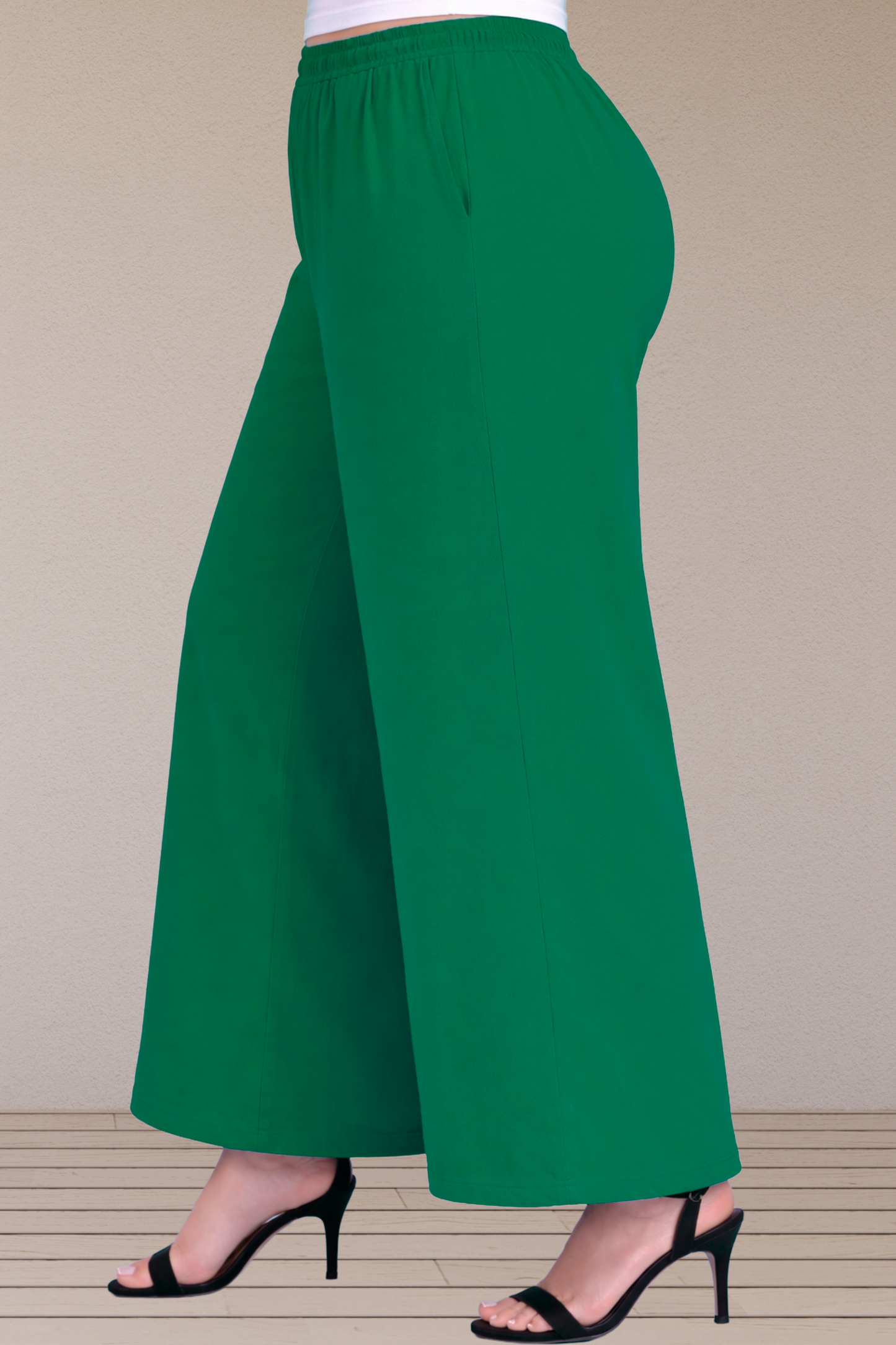 Dark Green Cotton Flared Pant