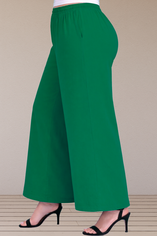 Dark Green Cotton Flared Pant
