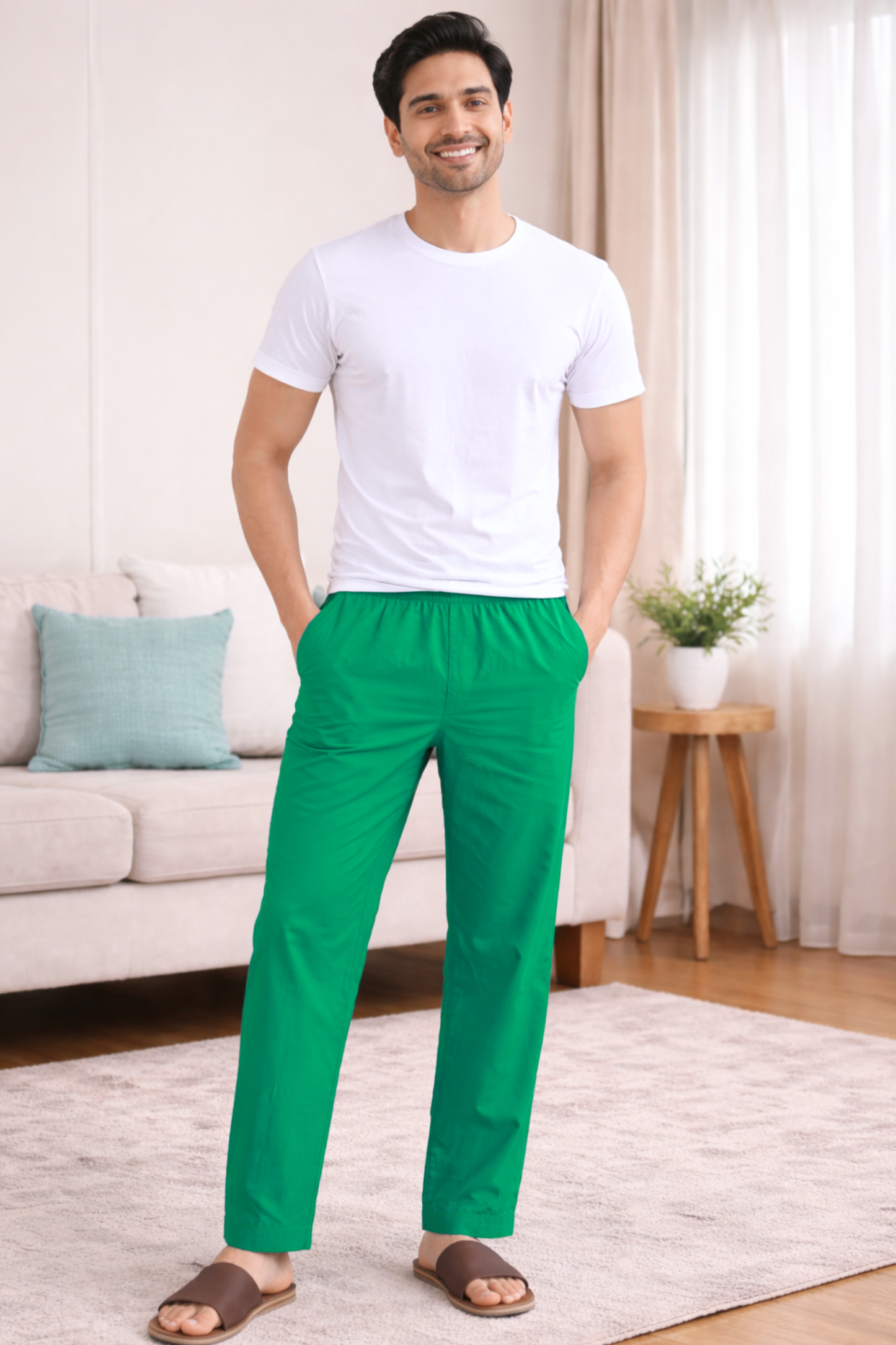 Dark Green Cotton Pant Pajama