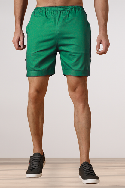Dark Green Cotton Shorts