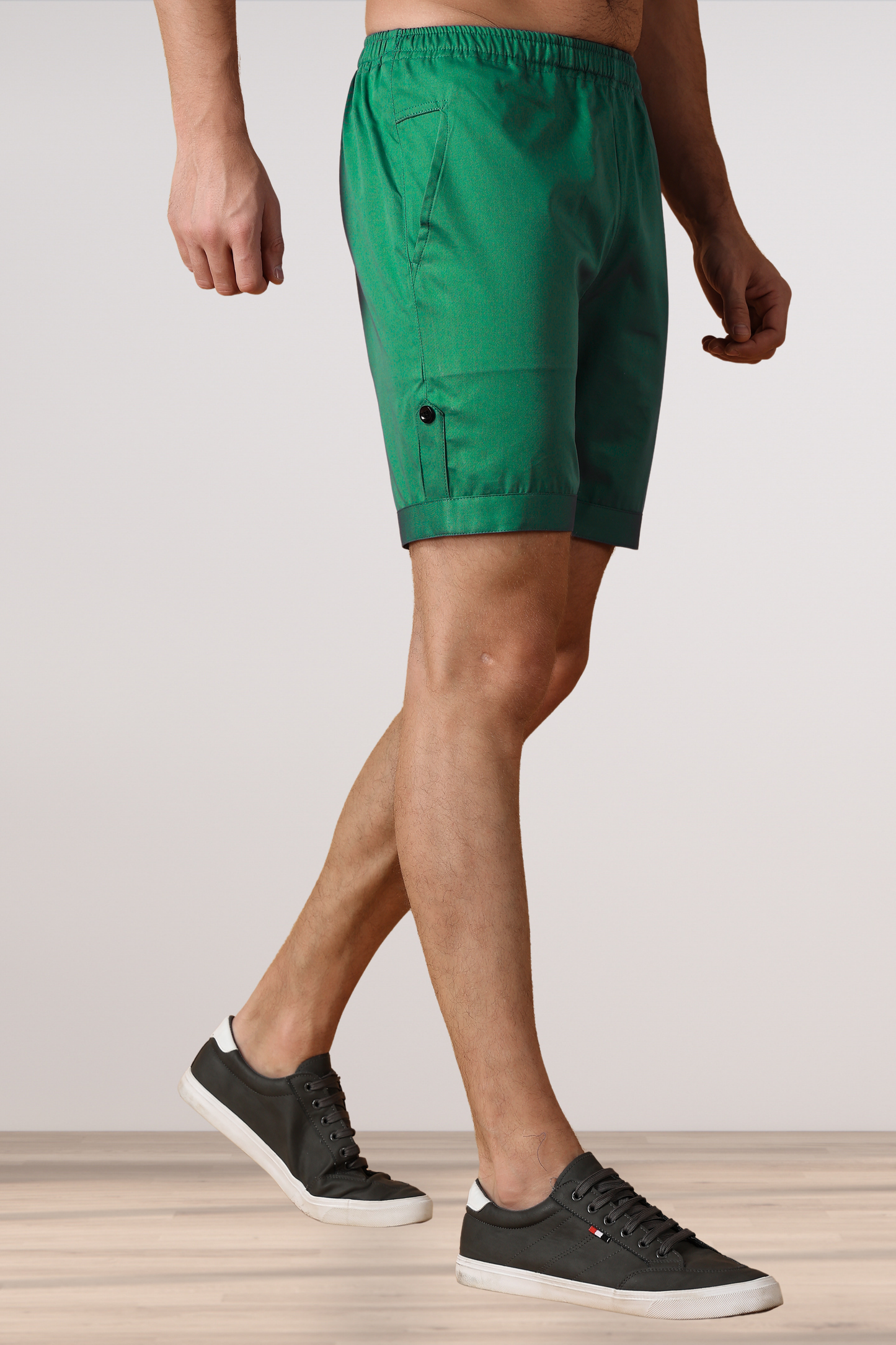 Dark Green Cotton Shorts