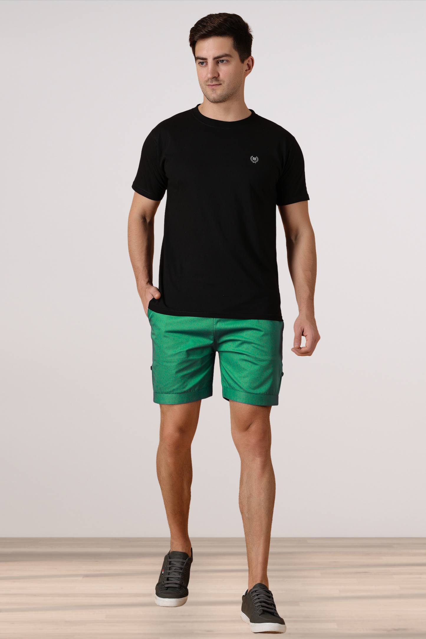 Dark Green Cotton Shorts