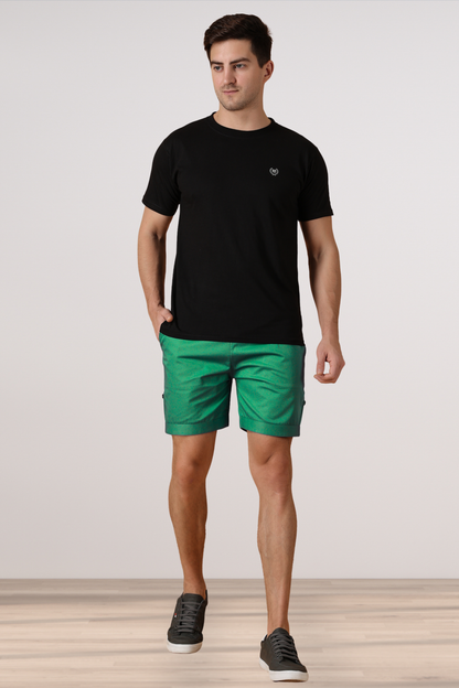 Dark Green Cotton Shorts