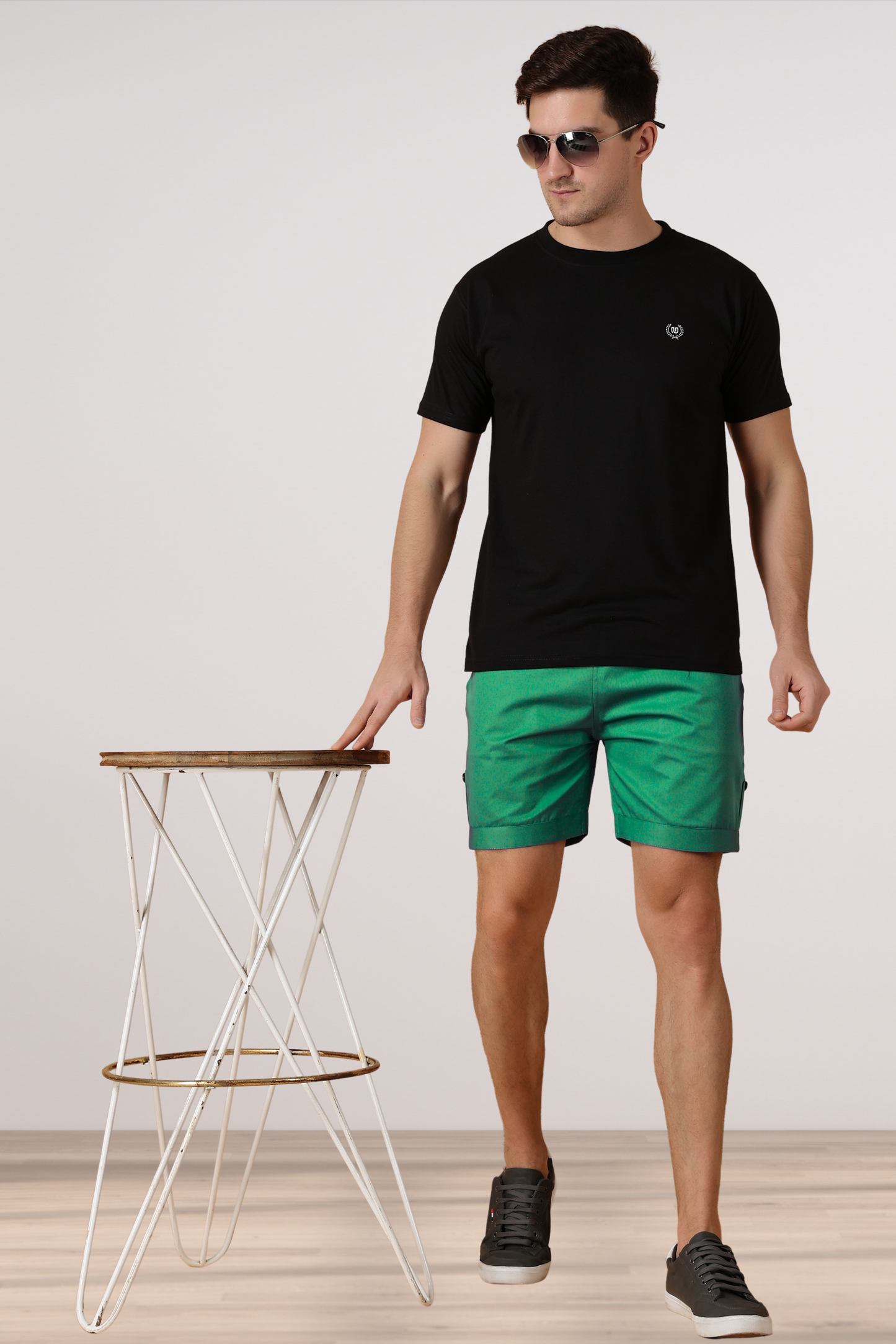 Dark Green Cotton Shorts