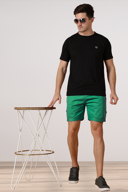 Dark Green Cotton Shorts