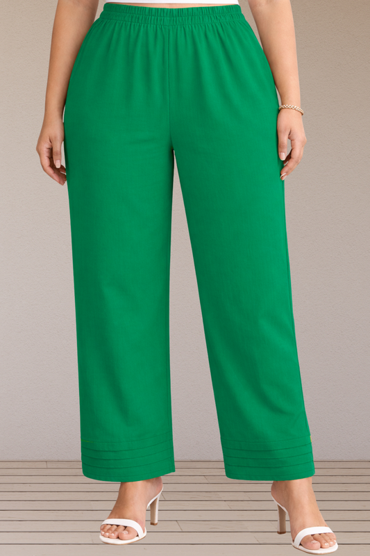 Dark Green Pintuked Cotton Palazzo