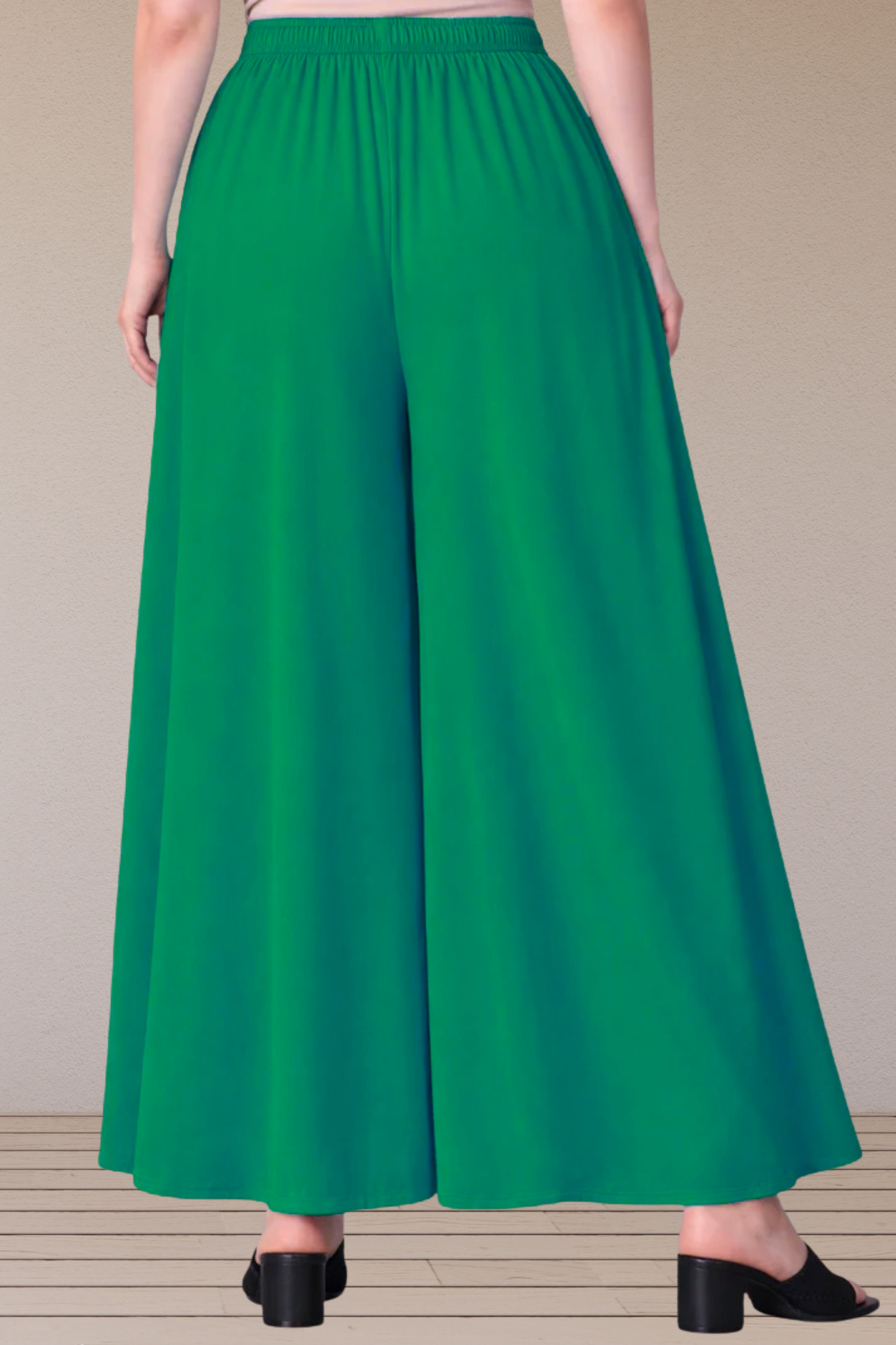 Dark Green Rayon Belted Skirt Palazzo