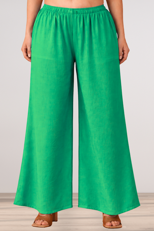 Dark Green Rayon Loose Palazzo