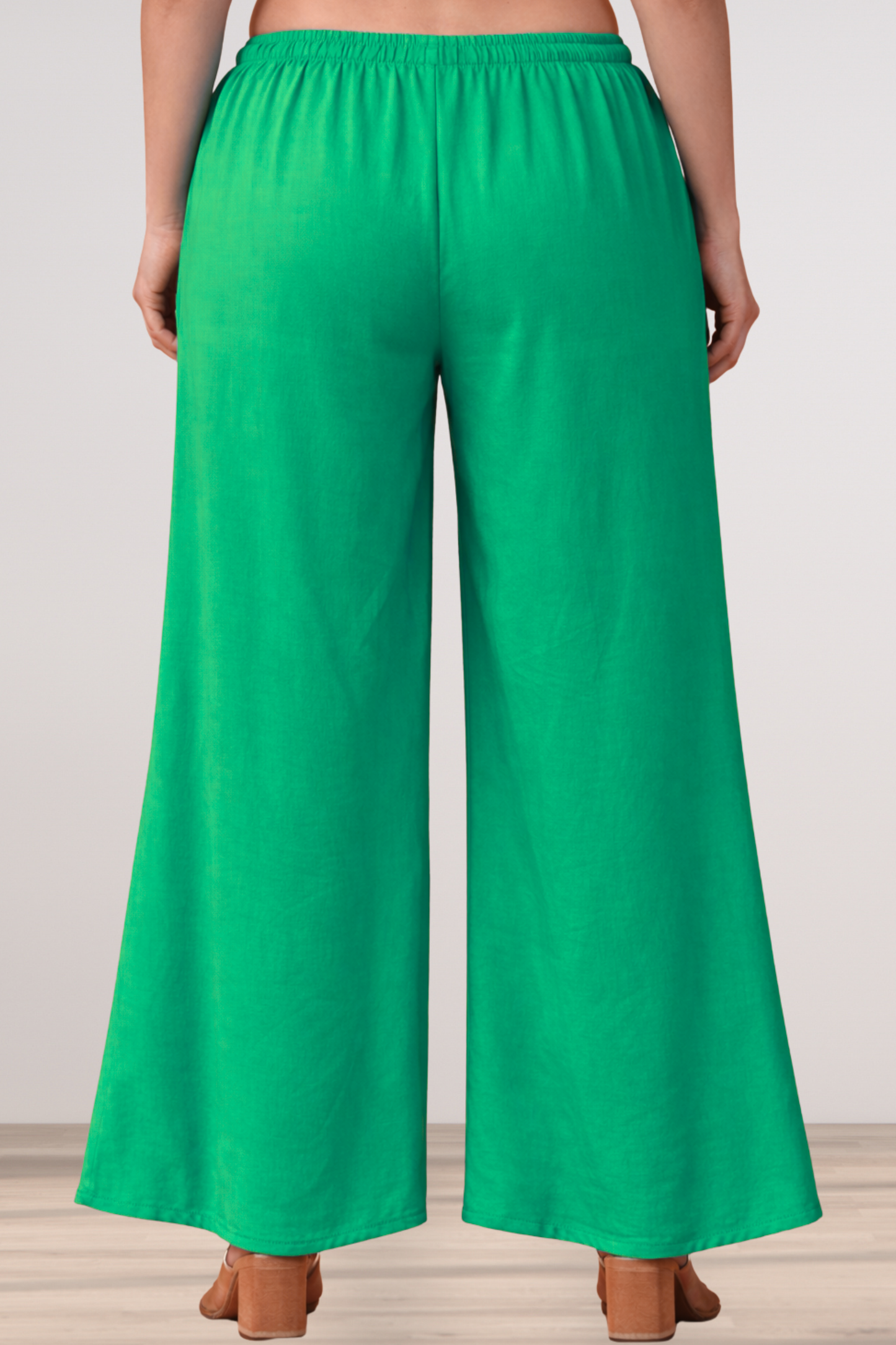 Dark Green Rayon Loose Palazzo