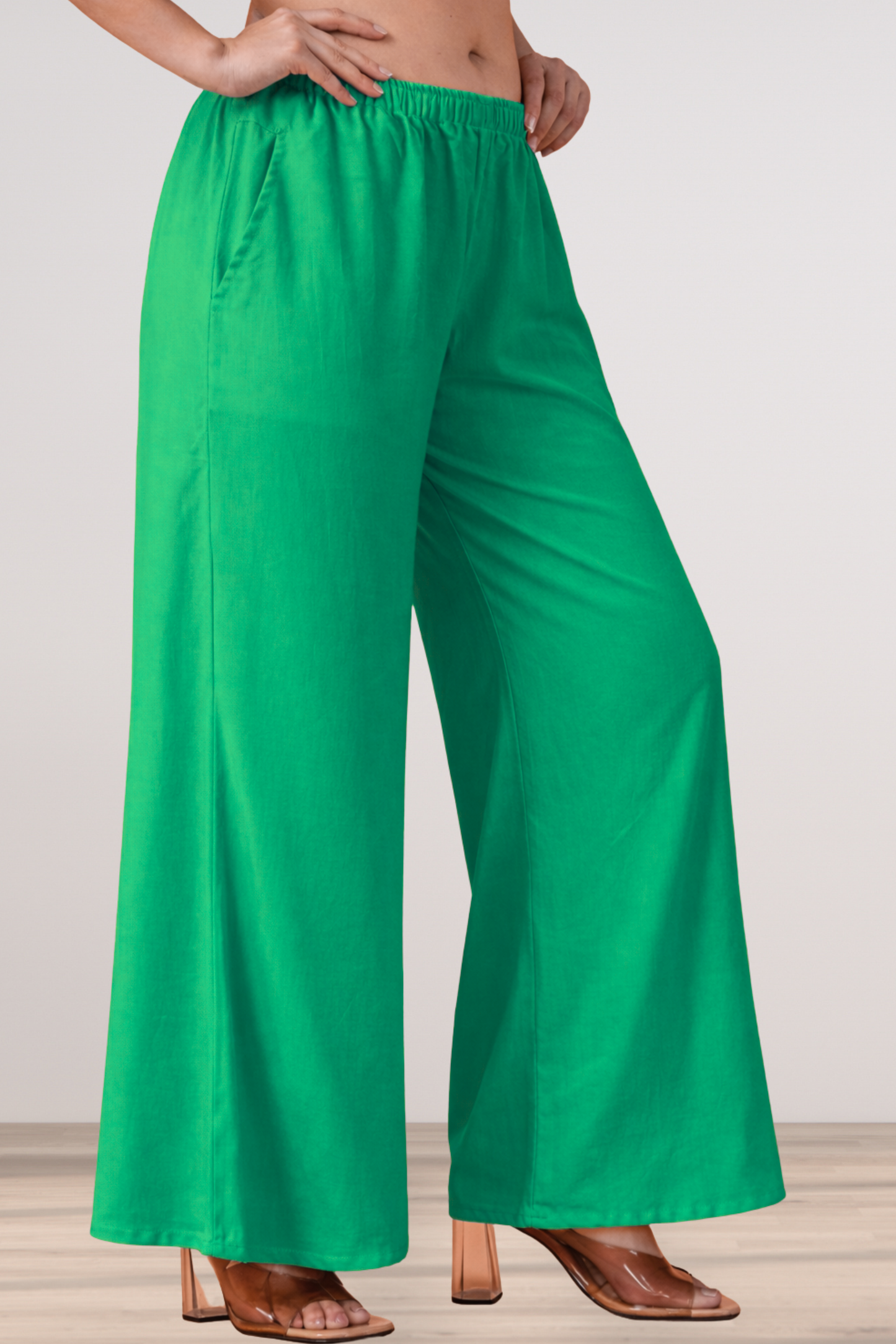 Dark Green Rayon Loose Palazzo