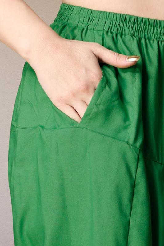 Dark Green Rayon Pleated Salwar