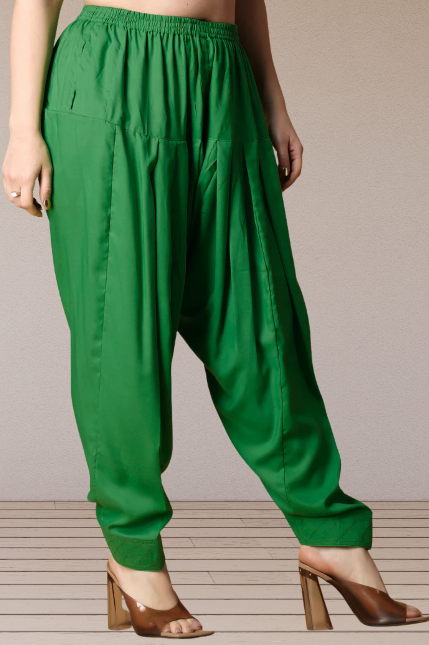 Dark Green Rayon Pleated Salwar