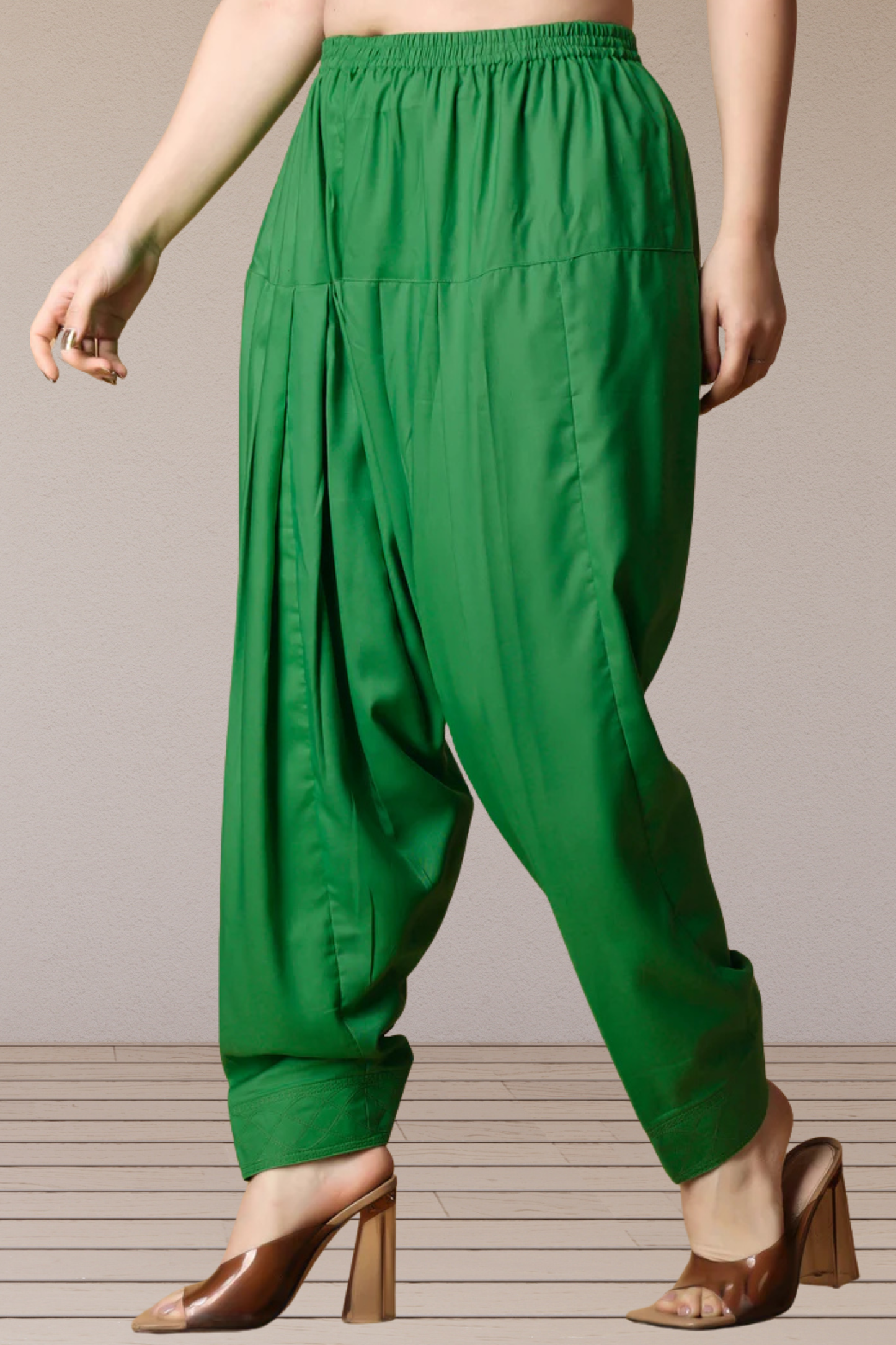 Dark Green Rayon Pleated Salwar